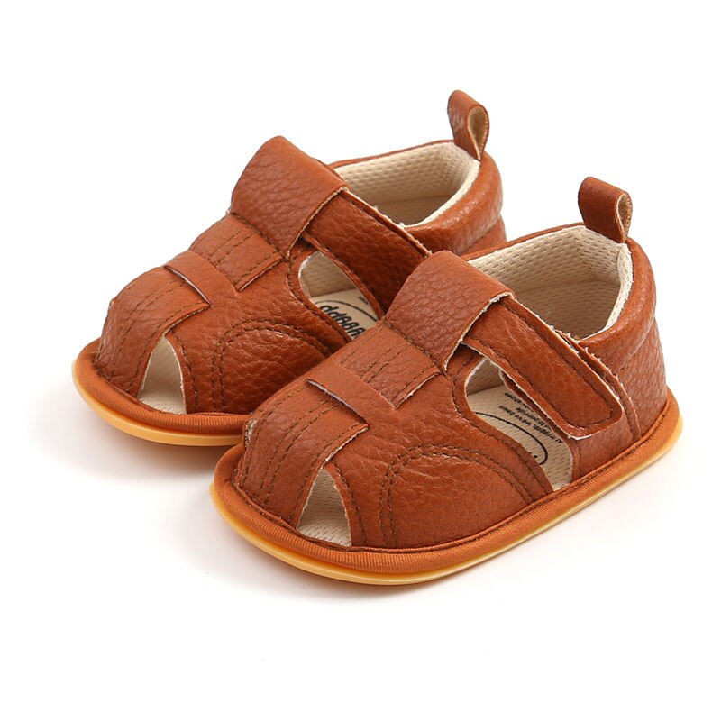 Zomer Schoenen Baby Jongens Meisjes Sandalen Zacht Leer Jongens Prewalker Zachte Zool Lederen Strand Sandalen Baby Peuter Schoenen: Brown / 7-12 Months