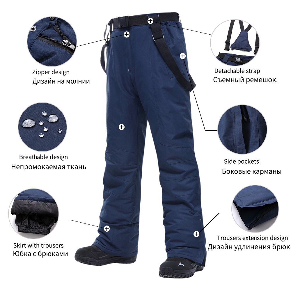 Skiën Broek Merken Warm Outdoor Sport Waterdichte Sneeuw Broek Bretels Winter Snowboard Broek-30 Temperatuur