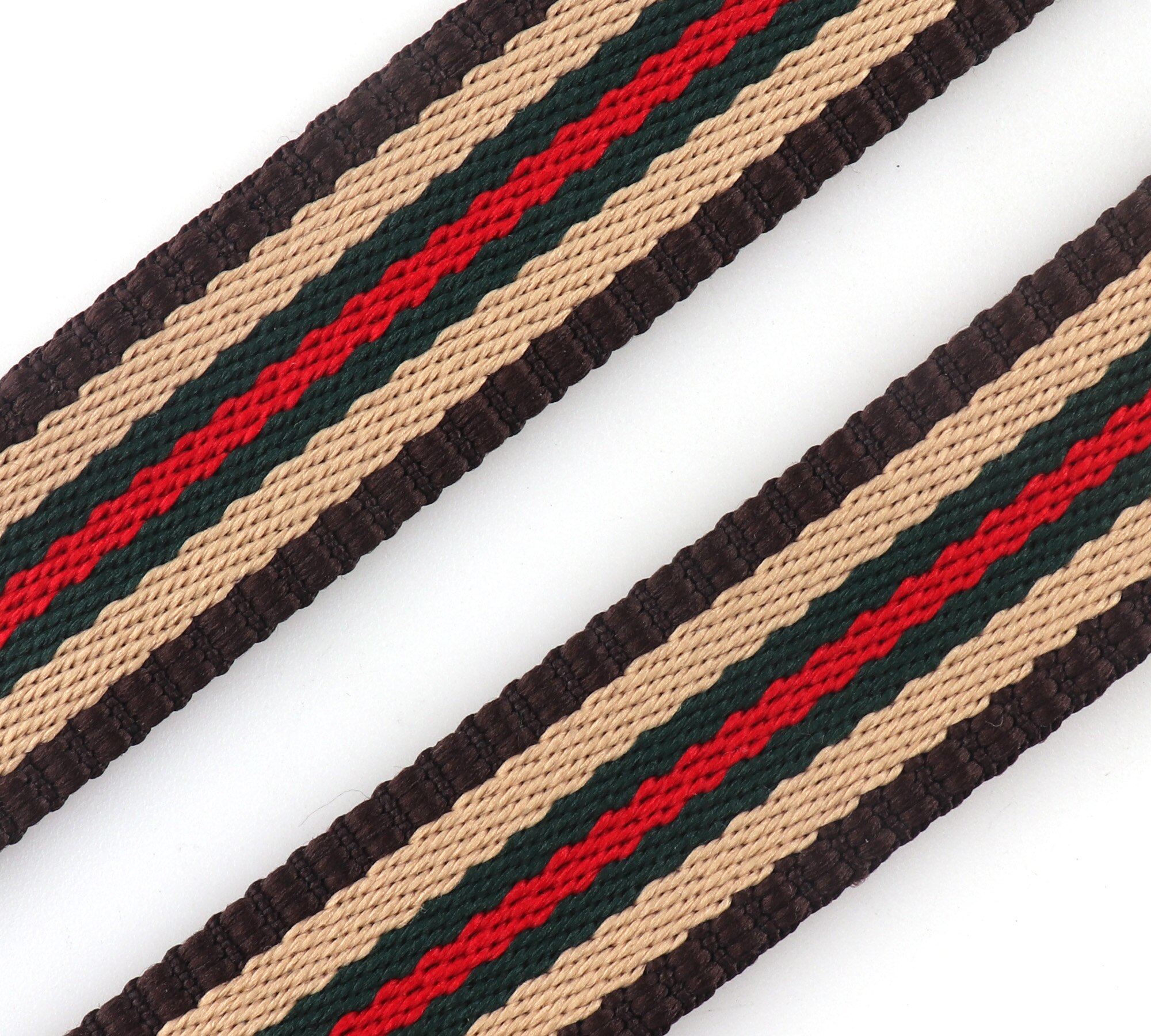 Heavy Weight Red Green Stripe Webbing Fabric Belt 25mm Cotton Webbing For Purse Handbag Polyester Webbing Key Fob Nylon Strap