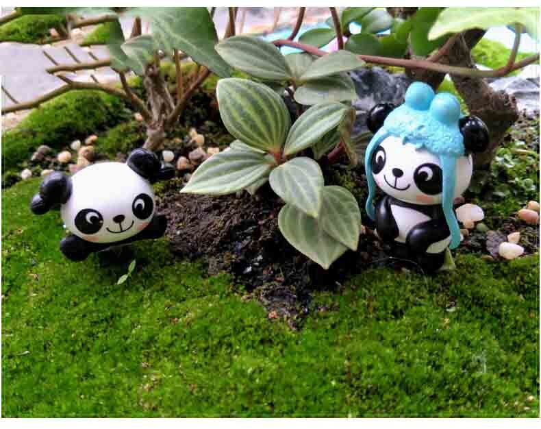 4 Pcs/set Cute Panda Miniature Garden Resin Crafts Ornament Garden Home Decoration Mini Animal Artificial Micro Landscaping