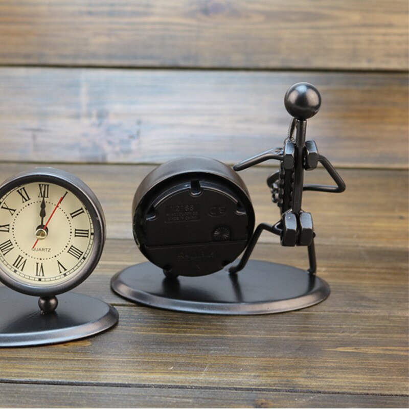 Small Alarm Clock Iron Stainless Steel Personality Retro Table Bedroom Horloge Home Decoration