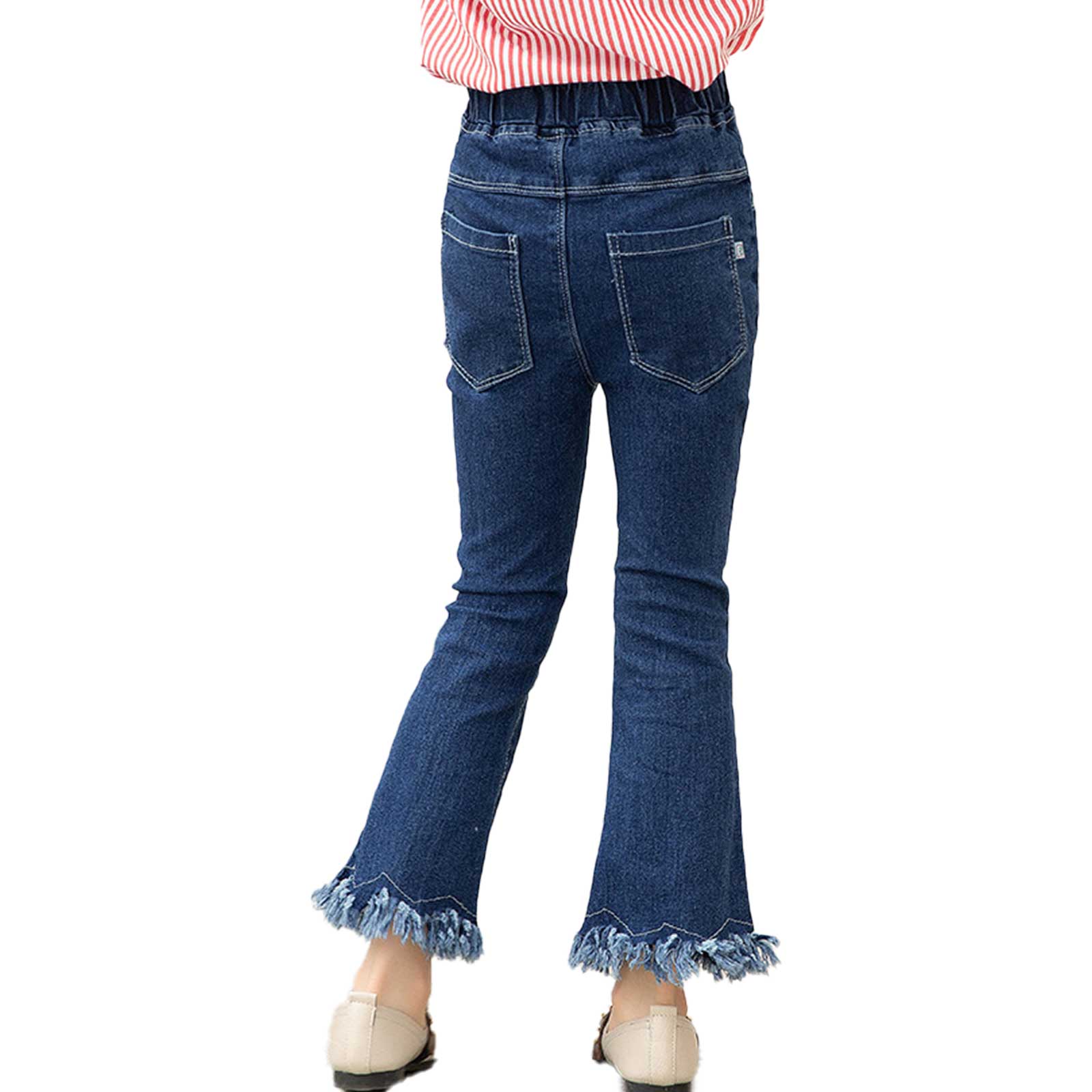 Jeans rétro pour enfants filles, pantalon à franges en Denim, évasé, Streetwear à la , printemps-automne