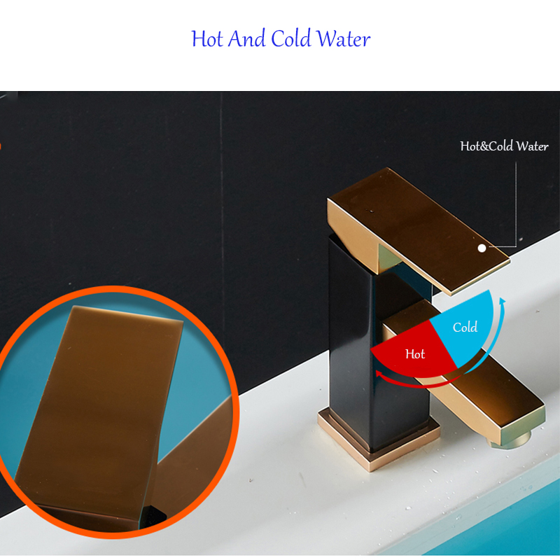 Korte Hoge Stijl Mat Zwart Goud Badrandcombinaties Enkele Handgreep Wastafel Kraan Water Kolom Sink Cold Badkamer Kraan Wastafel tap