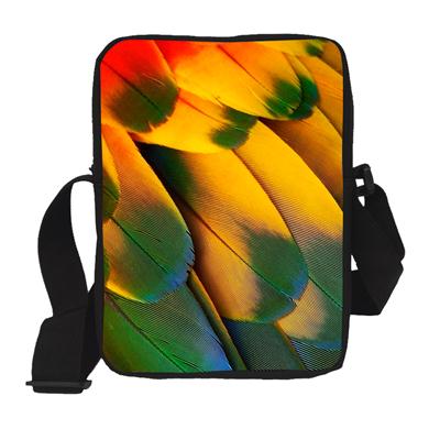 Moda Kobiety mini posłaniec Torby 3D klon liść wydrukować Handsbag Podróże Małe Ramię Crossbody Torby Dla Pań Kolorowe Pióra: 9013