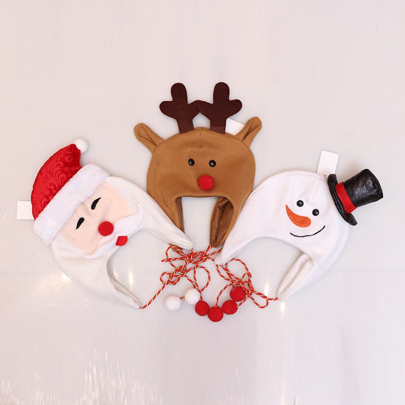 1pc jul hat legetøj julemanden dekoration børn voksen snemand elg fest tegneserie flannel lang reb sød hætte legetøj