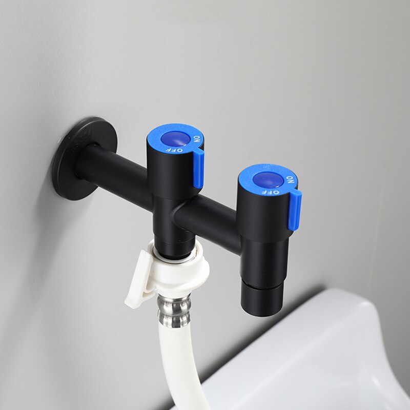 Black Washing Machine Faucet Wall Mounted Bidet Faucet Single Cold Black Outdoor Faucet Bathroom Sink Tap Garden Bibcock Tap