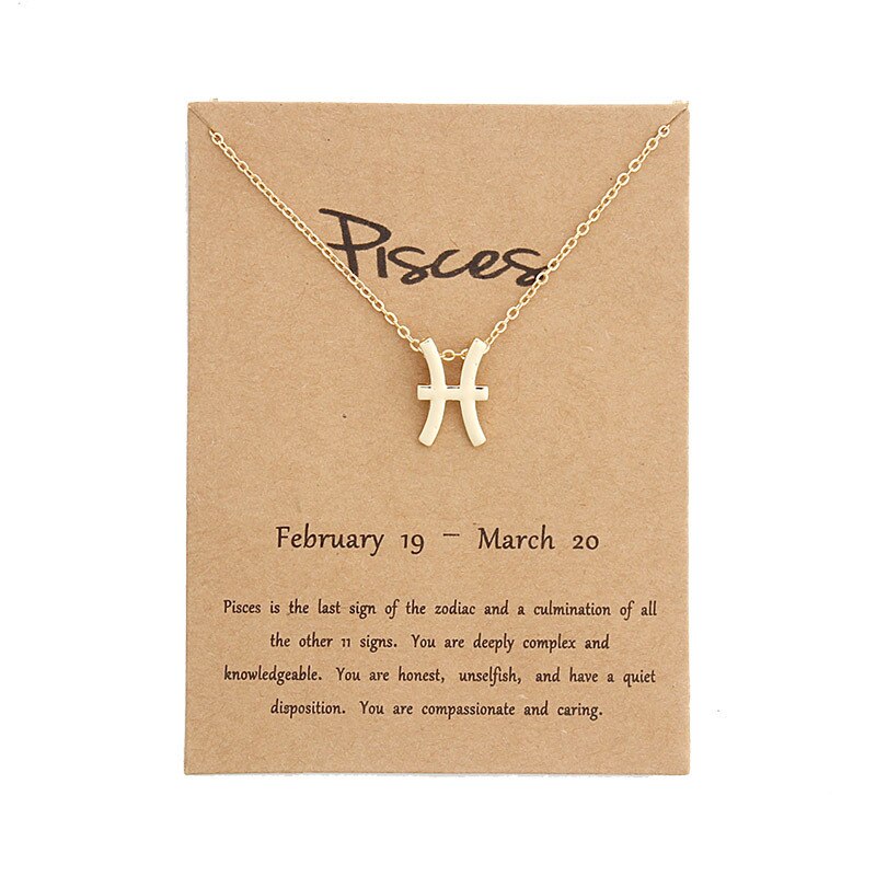 Colgante de 12 Constelaciones para mujer y niña, collar de Virgo, tarjeta de mensaje de de cumpleaños, joyería: Pisces