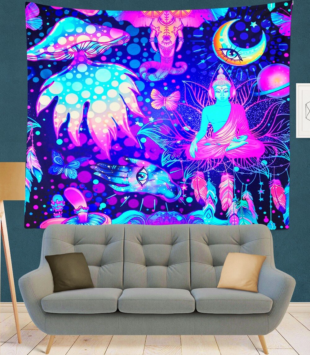 India Mandala Tapestry purple mushroom Wall Hanging Boho Decor Wall Cloth Tapestries Psychedelic Hippie Mandala Wall Carpet: 14