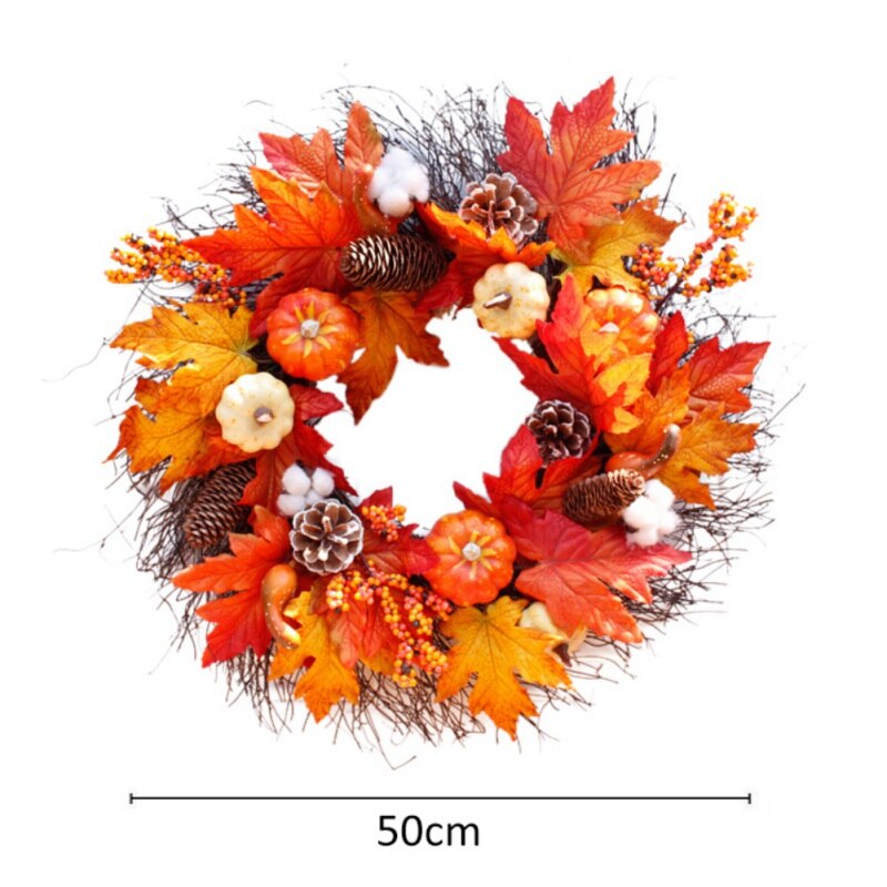 Couronne D'Automne Thanksgiving 45 Cm Avec Feuilles D'Érable - Décoration Porte D'Entrée Et Intérieur Couronne Thanksgiving Couronne D'Automne Thanksgiving 45 Cm Avec Feuilles D'Érable - Décoration Porte D'Entrée Et Intérieur Couronne Thanksgiving