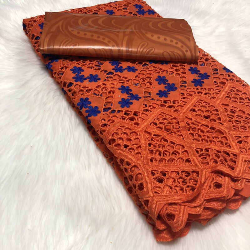 Bazin africain, tissu en brocart Riche, 5yards/lot de mélanges brodés, coton et dentelle de suisse, tissu en dentelle Damask Shadda guinée brocart