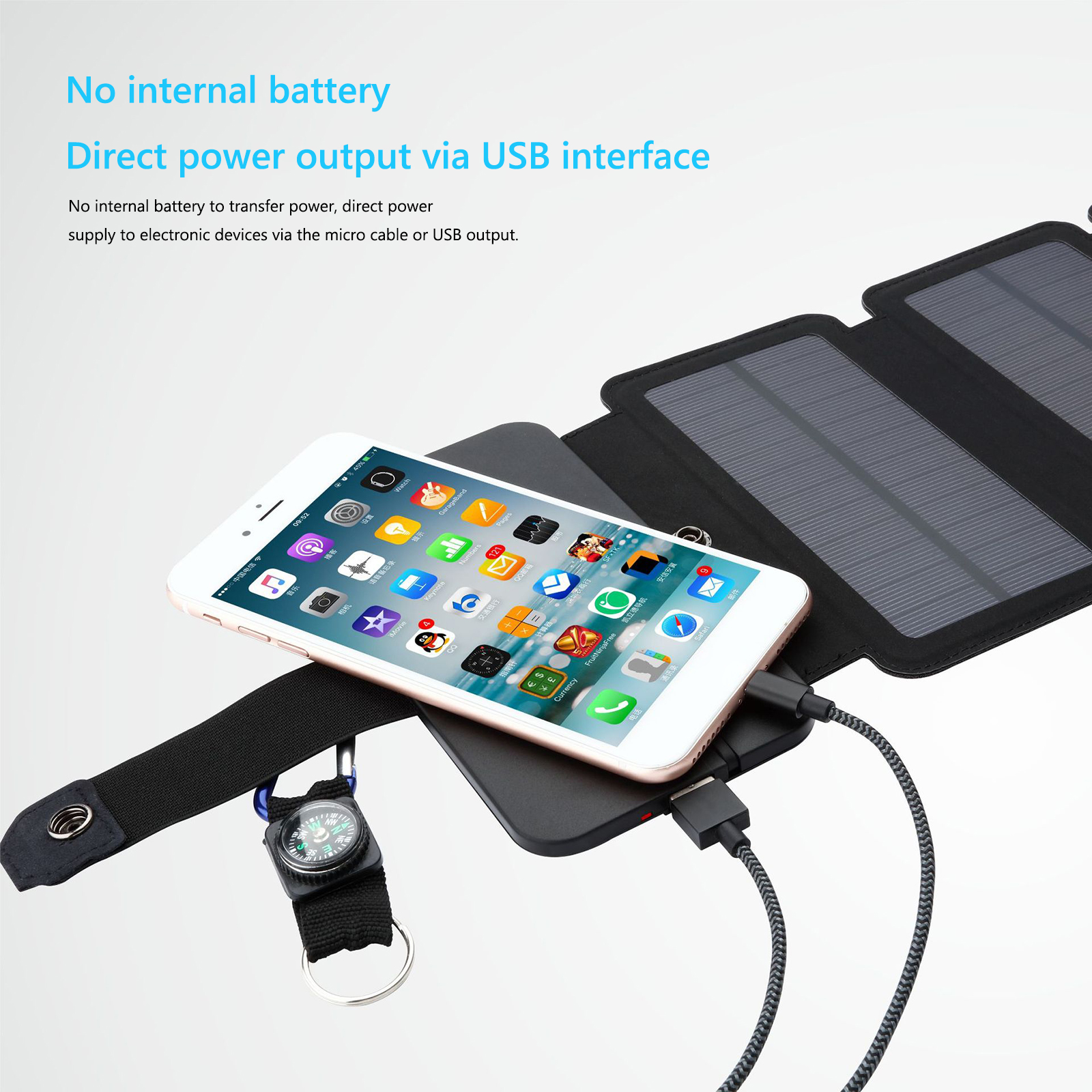 20W Foldable Solar Panel USB Solar Cells 5V Portable Battery Charger Outdoor Solar Charger Power Bank for Smartphones Charging