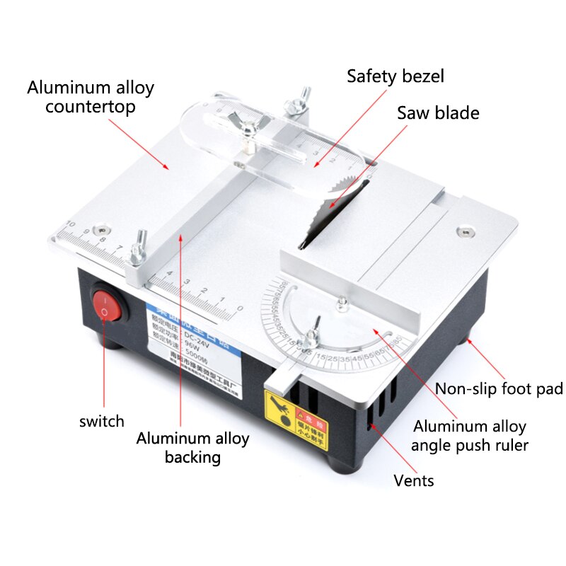Small Table Saw Multifunctional Desktop Aluminum Alloy Wood Bamboo Stick Cutting Machine Handmade DIY Cutting Machine YZ