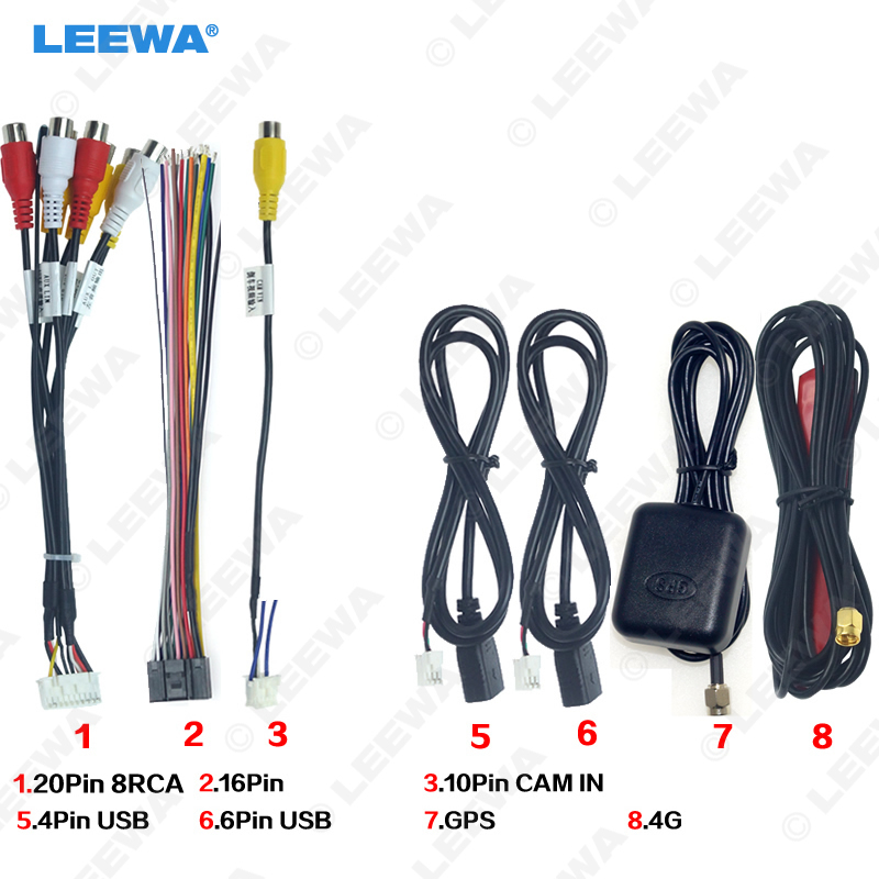 Leewa Auto Head Unit Stereo Kabelboom Kits Compatibel Voor Xy Auto Android Oplossing Interface # CA4919: 1 2 3 5 6 7 8
