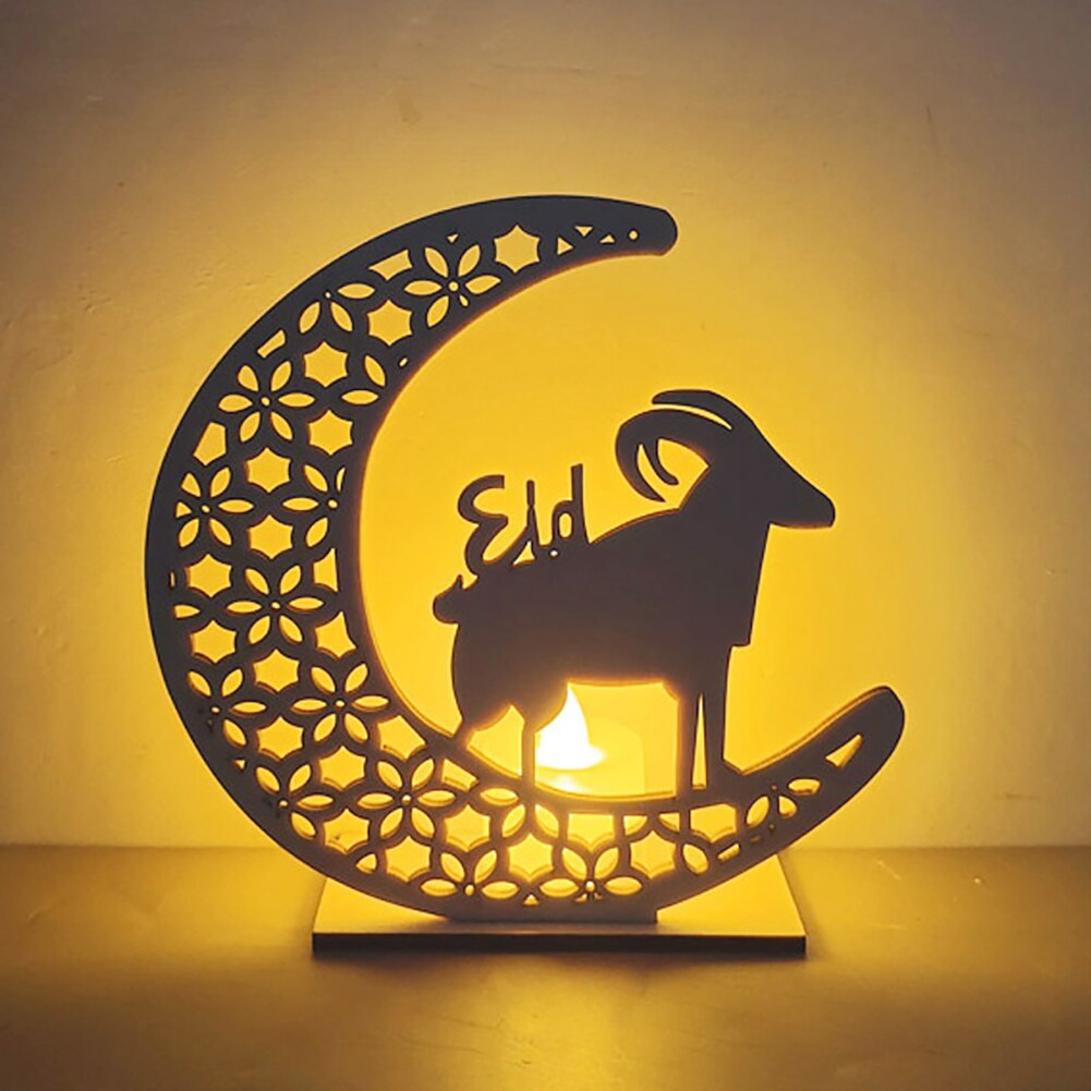 Ramadan Decoration for Home, Table Lamp Wooden Moon Star Night Lights Lantern for Party Ramadan Mubarak Eid Decoration: 9