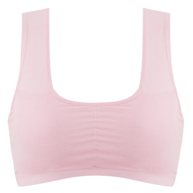 Puberdade meninas adolescentes esportes sem fio underwear fino copo cor sólida com nervuras malha sutiã de algodão cinta larga sem costura bralette 8-16 t: PK