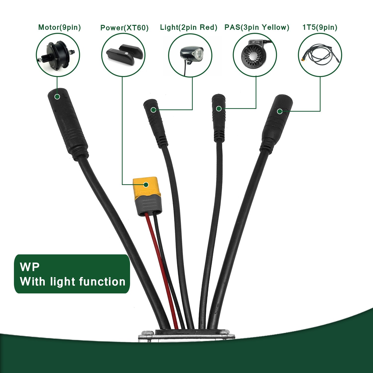 KT Controller 36V 48V 250W 350W 500W 750W 1000W 1500W Waterproof Brushless Electric Bicycle Controller with Light Function