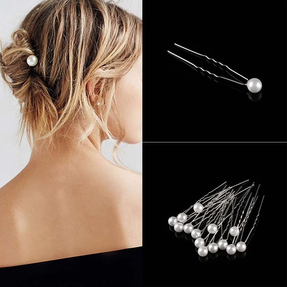 Imixlot 20PC Women Bridal Wedding Prom White Pearls Hair Pins Clips Barrette Hairpins Hair Styling Accessories