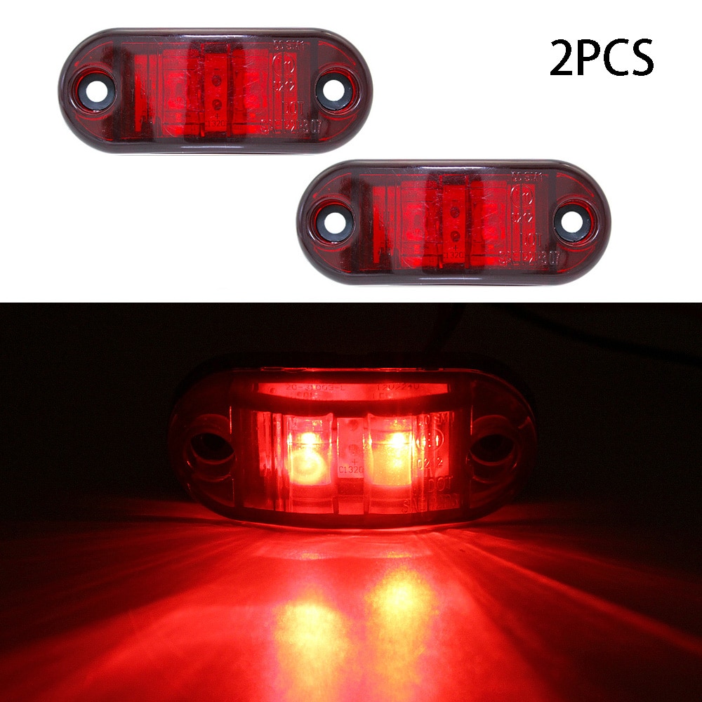 2 Stuks Ronde Led Voor Achter Side Marker Indicatoren Licht Waterdichte Bullet Marker Licht 12V Voor Auto Vrachtwagen (rood)