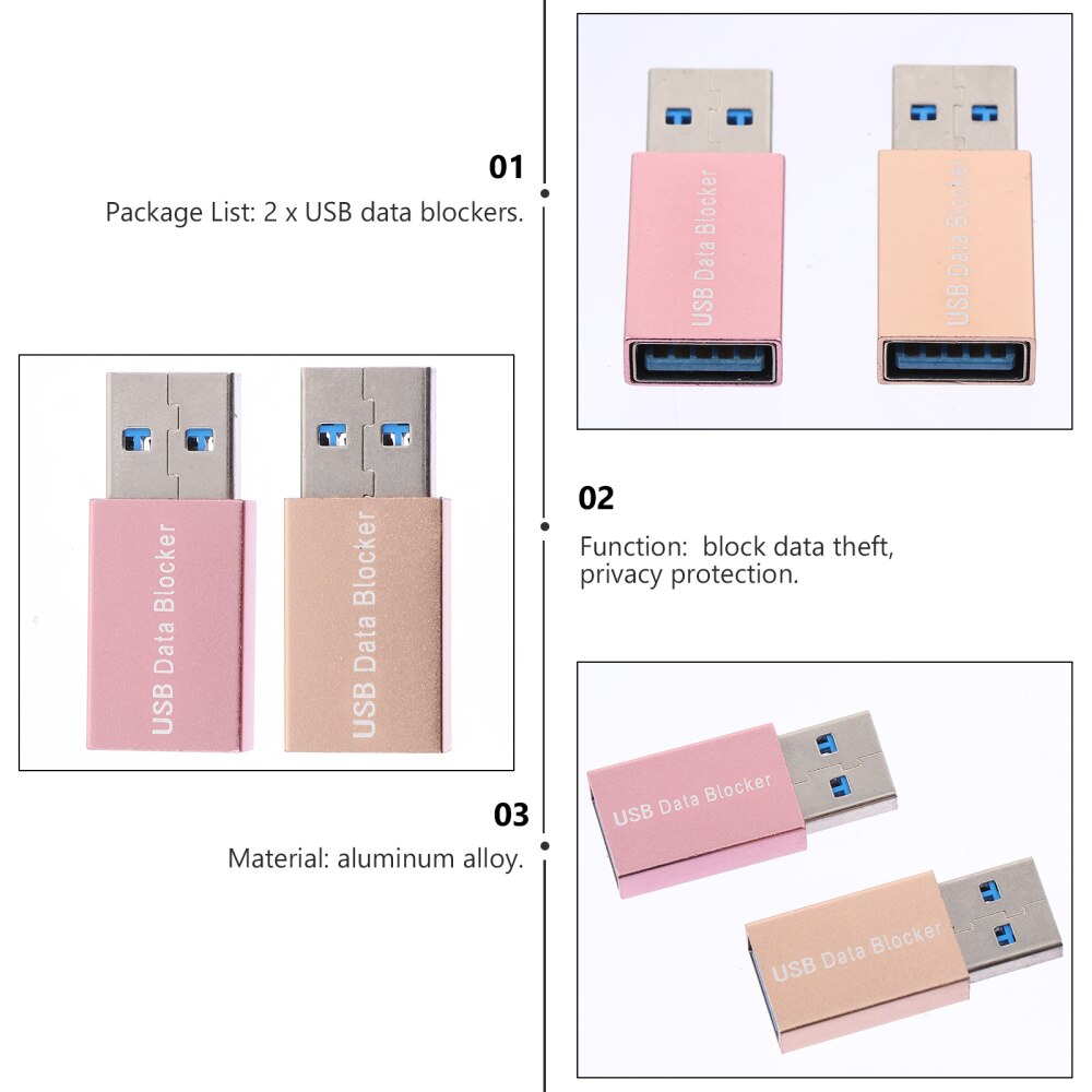 2 Stuks Usb Data Blocker Lading-Alleen Usb Jacking Preventie Adapter