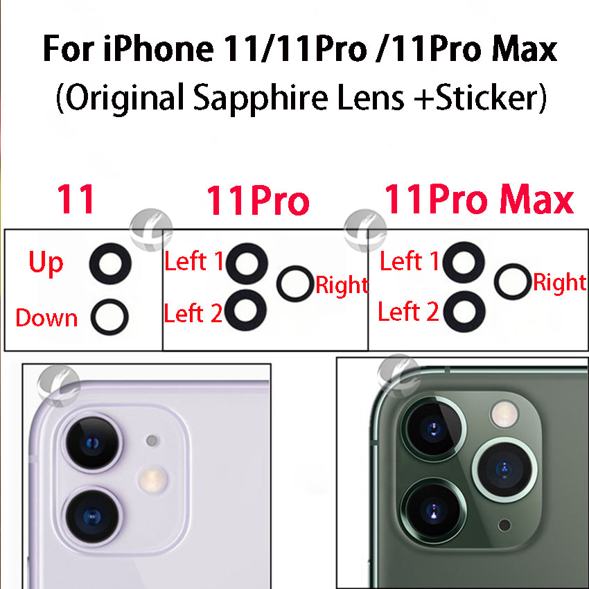 1 Pc Originele Saffier Lens Voor Iphone 6 6S 6P 6SP 7 7P 8 8P Plus X Xs Max Xsm Xr 11 Pro Max Back Camera Lens Met 3M Lijm