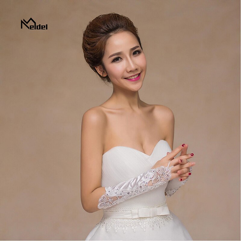 Guantes de encaje sin dedos para dama de honor, accesorios de boda, guantes blancos, accesorios de vestir