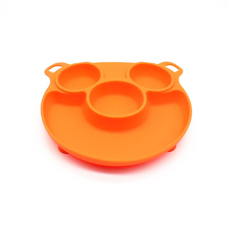 Baby Siliconen Plaat Food Grade Leuke Baby Zuig Voederen Kom Cartoon Bear Paw Vorm Training Servies Peuters Kids: 06