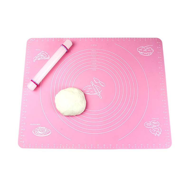 Mat Baking Silicone Baking Cake Dough Fondant Rolling Kneading Mat with Scale Cooking Plate Table Grill Pad Tools DC120: Pink