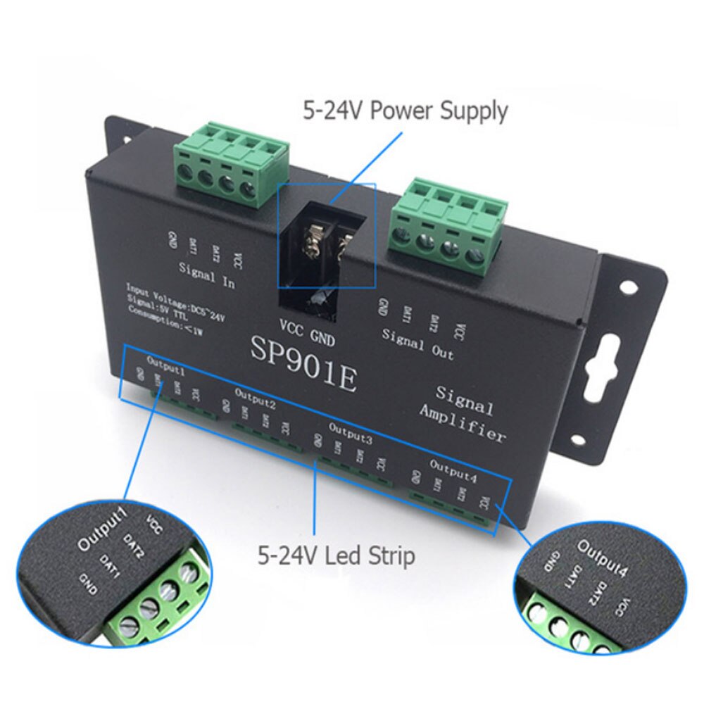 WS2812B WS2811 SK6812 Led Pixels Strip Light Controller Bluetooth WIFI SP105E SP110E SP108E SP501E Music SP107E SP601E DC 5V-24V: SP901E Amplfier