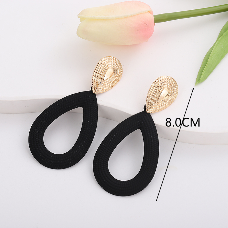 Pendientes colgantes de flor de Metal de Color negro Rock para mujer, aretes geométricos redondos con forma de corazón, hoja, mariposa, cristal, de joyas de: Blue