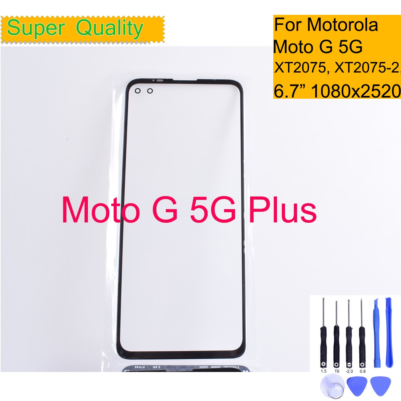 Panel de cristal exterior frontal para Moto, cristal LCD de repuesto para Motorola Moto G 5G Plus XT2075