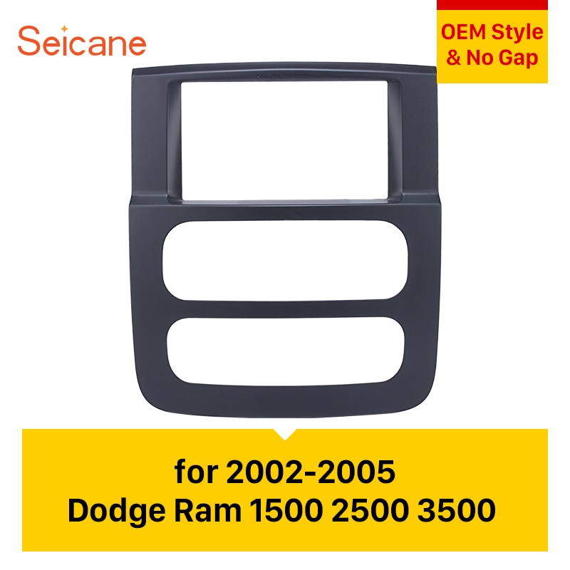 Seicane 2 din installere dash bezel trim panel frame bilradio fascia til dodge ram 1500 2500 3500l sort oem no gap refitting kit