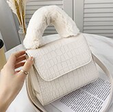 Unieke Tas Winter Vierkante Bag Pluche Handtas & Elegante Schoudertas Messenger Bag Breedte 20Cm Hoogte 16cm: WHITE