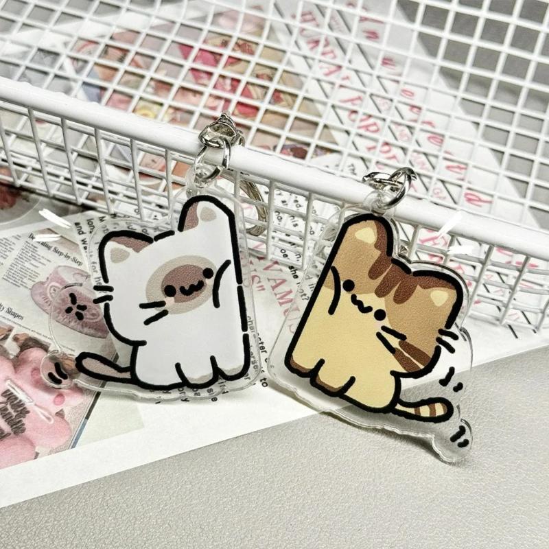Cartoon katten sleutelhanger voor stellen, een schattige hanger voor op de rugzak of schooltas.