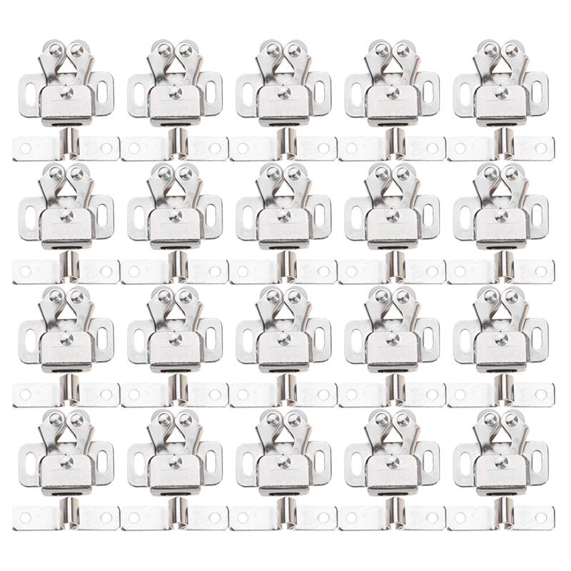 Lot de 20 loquets de porte à bascule, clip de verrouillage à bille pour placard, loquets de porte, perles de porte marron: 2