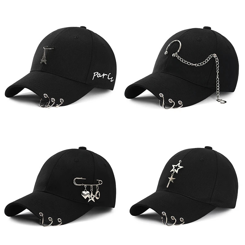 Papa chapeau Piercing anneau casquette de Baseball Punk Hip Hop casquettes coton adulte décontracté solide réglable unisexe casquettes