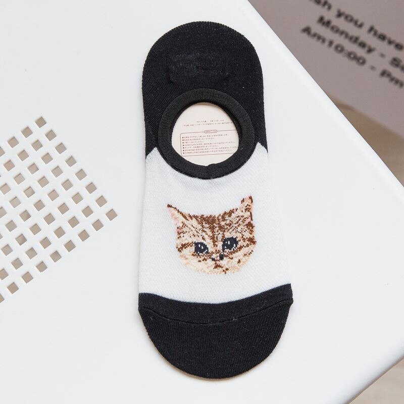 Ankelstrømper kvinders sjove dyr søde print no show sokker kvinder unisex skridsikre sokker sox tegneserie kat til kvinder: Lc0290x