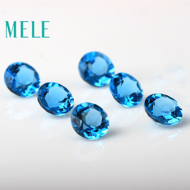 MELE Natuurlijke Blue topaz voor sieraden maken, Heldere 6mm ronde cut loose gemstone, Sieraden met steen