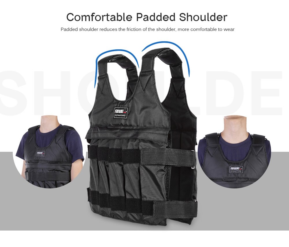 SUTENG 20KG / 50KG Max Loading Weighted Vest Durable Adjustable Boxing Training Thickening Exercise Waistcoat Fitness Jacket