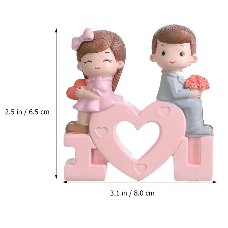 1 Set Valentijnsdag Paar Cijfers Bruid En Bruidegom Hars Pop Cake Ornamenten Valentijnsdag Romantische Pop Cake Ornamenten
