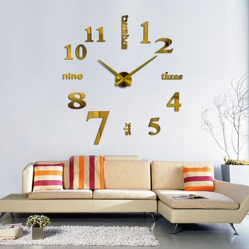 Reloj de pared de cuarzo 3D moderno, Relojes de pared acrílicos grandes reales, espejo, pegatina de pared, reloj de decoración grande para el hogar y la sala de estar
