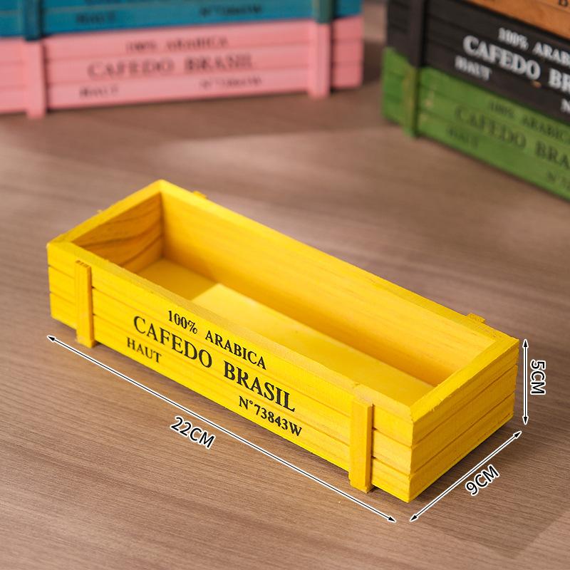 Retro Garden Plant Pot Vintage Wooden Storage Box For Sundries Stationery Pen Box Succulents Flower Pots Balcony Home Decoration: Light Grey