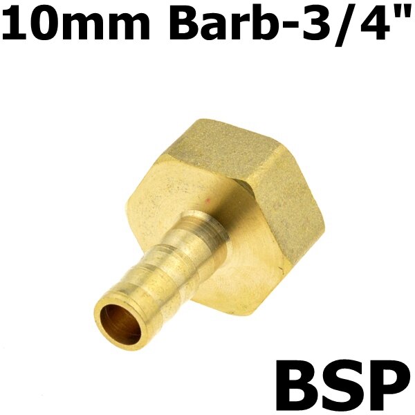 Brass 12mm 14mm 8mm 10mm 19mm 25mm Hose Barb Tail Fitting 3/4" PT BSP Female Thread Connector Joint Copper Pipe Coupler Adapter: 10mm Barb-06