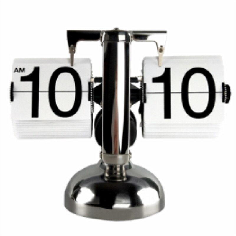 Horloge rotative automatique de Page Style européen, petite Balance, toute nouvelle horloge de bureau rétro pour salon, décorations simples pour la maison: White one leg