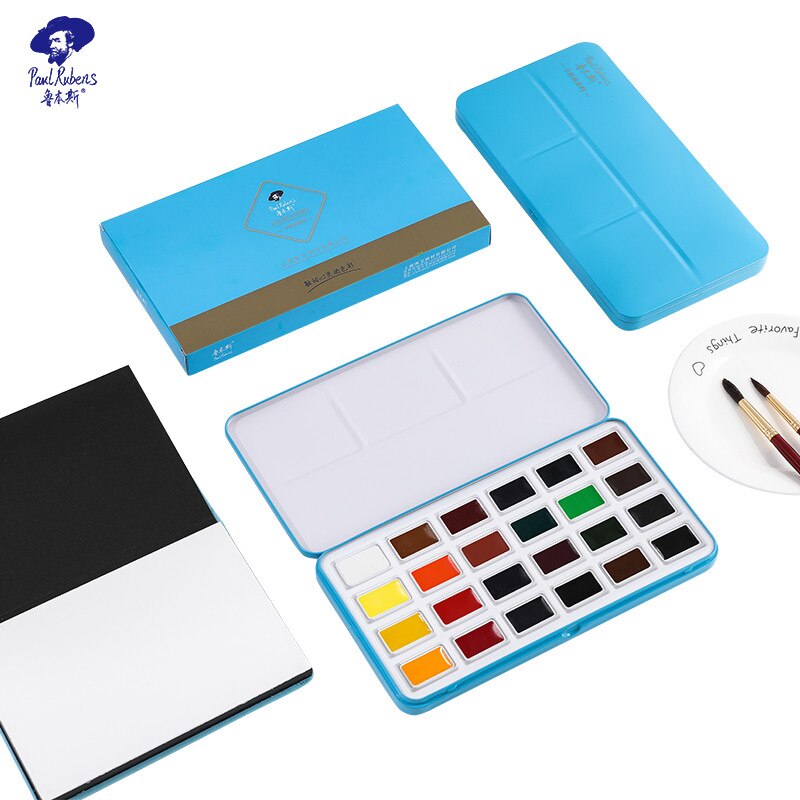 Official Paul Rubens Art supplier Solid Watercolor set Caroline Series Full Pan 24 Colors Box Packing For Artist Paint