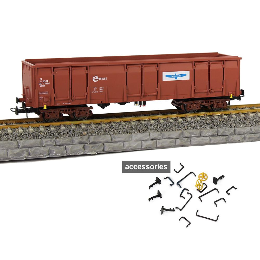 1pc/2 stücke HO Skala Braun RENFE Gedruckt Hohe-seite Gondel Auto Eisenbahn Wagen Roll Lager 1:87 fracht Auto C8742PZ