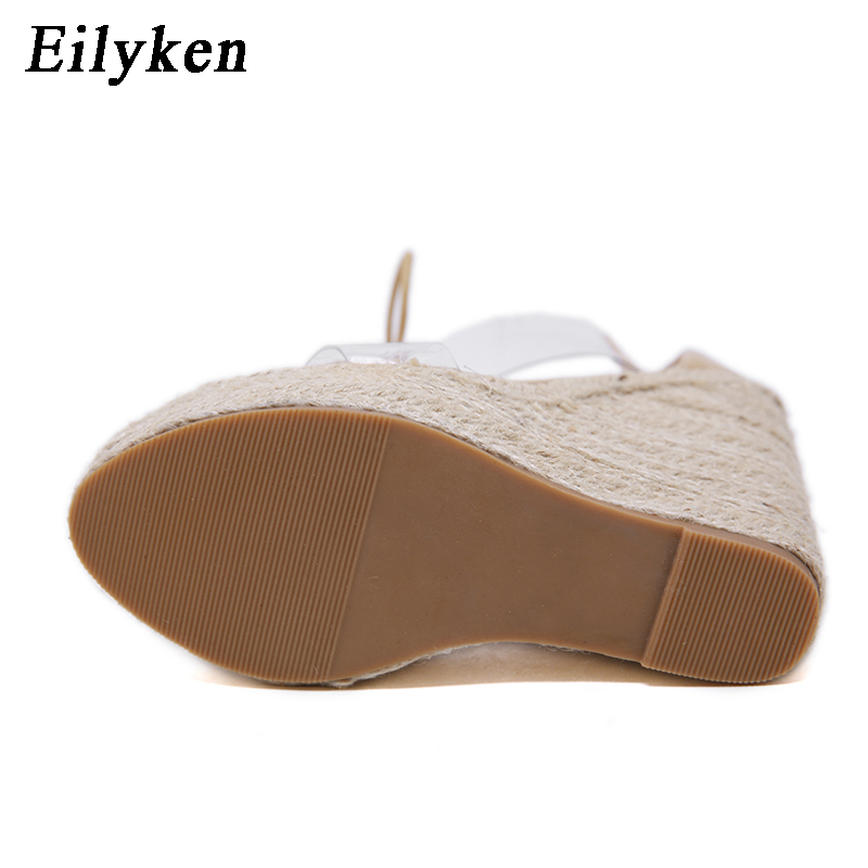 Eilyken pvc genomskinliga sandaler skor spänne rem fritidsplattform kilar dam sandaler högklackat 15cm skor