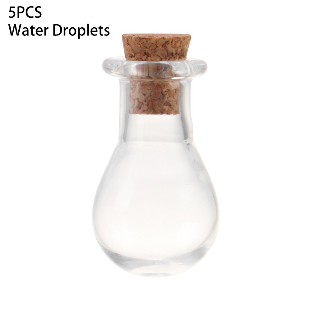 5 sztuk Mini butelka życzeń puste buteleczki na próbki szklane butelki korka biżuteria diy zawieszki akcesoria ślubne Home Decoratio: Water Droplets