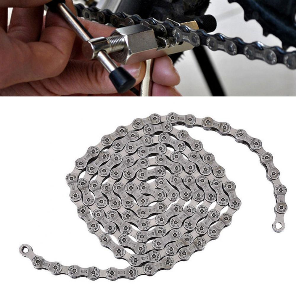 Cadena HG73 para bicicleta de montaña, 9/27 velocidades, 116 eslabones, a prueba de estiramiento, con hebilla