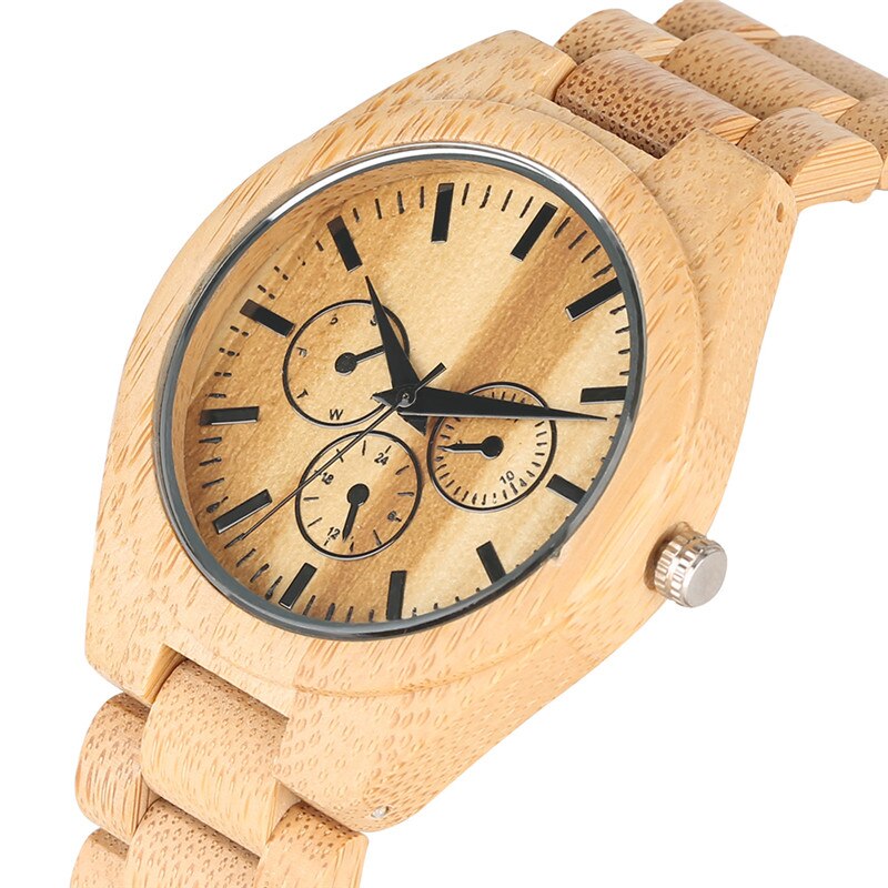 Natuurlijk bamboe quartz horloge uurwerk zonder letterlijke voor vrouwen mannen minimalistische houten horloges houten band polshorloge