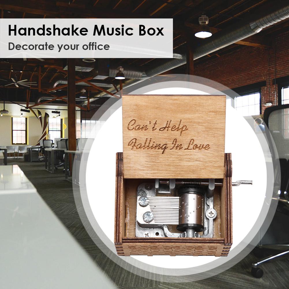 Handmade Wooden Carving Music Box Romantic Theme Birthday Party Decoration Hand Cranks Music Box Commemorative